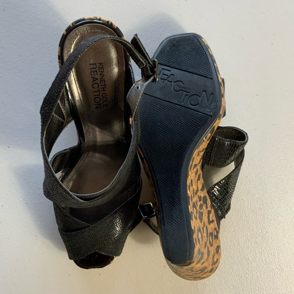 Kenneth Cole Reaction knock black /cheetah wedges - Picture 7 of 9
